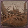 Hundreds of rusting ships litter the ocean coast of the Namib desert.